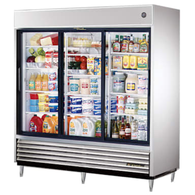 True TSD-69G-LD S/S 69 Cu Ft Reach-In Refrigerator w/ 3 Sliding Doors