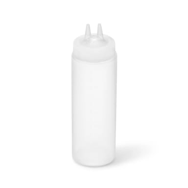 Traex 2324-13 Clear 24 Ounce Wide Mouth Squeeze Bottle w/ Twin Tip