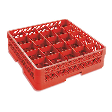 Traex® TR6B-02 Red 25 Compartment Glass Rack with 1 Extender