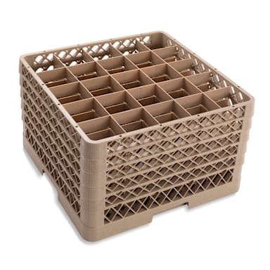Traex® TR6BBBBB Beige 25 Compartment Glass Rack with 5 Extenders