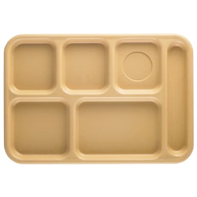 Cambro BCT1014161 Tan Budget 6-Compartment School Tray