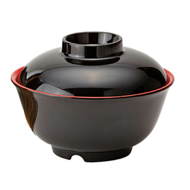 G.E.T. B-123-F Fuji Red / Black 12 Ounce Bowl with Lid