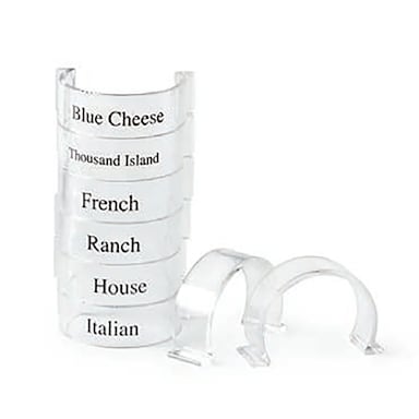 G.E.T. CLIPS-8-PC-CL Clear Poly Salad Dressing Bottle Clips - 8 / ST
