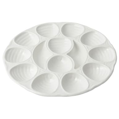 Bon Chef 5022 WHITE Sandstone 12-Hole 11-14" Oyster Dish