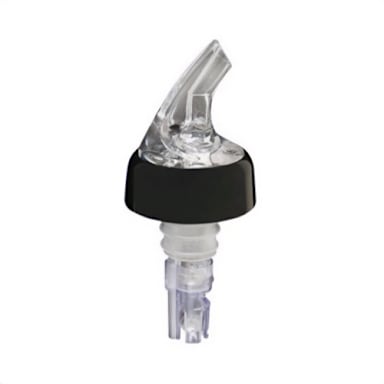 Darling Foodservice Clear / Black Collar Liquor Pourer - Dozen