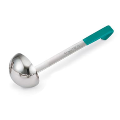 Vollrath® 4980655 Teal Handled 6 Ounce Stainless Steel Ladle