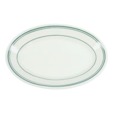 Homer Laughlin China 1561 Green Band Oval 12" Platter - Dozen