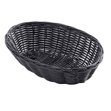 TableCraft 2474 Black 9" x 6" Oval Woven Plastic Basket - Dozen