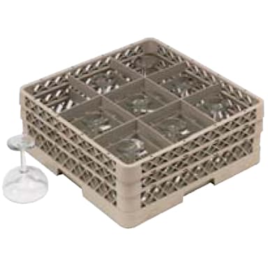 Traex® TR10FF Beige 9 Compartment Glass Rack with 2 Extenders