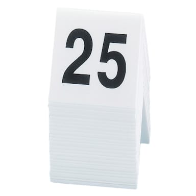 Cal-Mil 227 White / Black 3" x 3" Tent Tags (No.1-25)