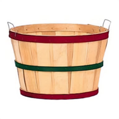 Darling Foodservice 18" x 12" Red / Green Band Bushel Basket