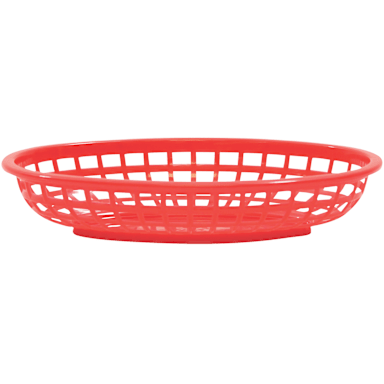 TableCraft 1074R Classic Red 9.25" x 6" Oval Basket - Dozen
