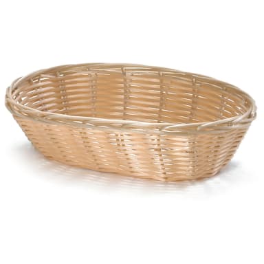 TableCraft 1174W 9" x 6" Hand-Woven Plastic Basket - Dozen