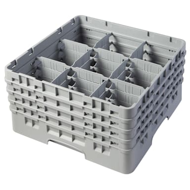 Cambro 9S800151 Camrack Soft Gray 9 Compartment Full Glass Rack