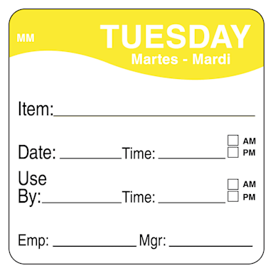 DayMark IT120148-2-TUE MoveMark 2" Tuesday Use By Day Square