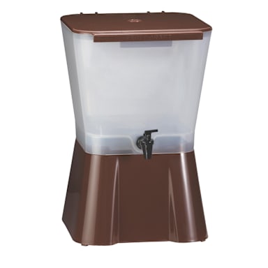 TableCraft 954 Brown & White 3 Gallon Plastic Beverage Dispenser