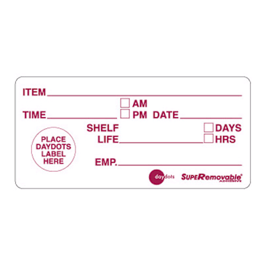 DayDots 10220-00-11 SupeRemovable 4" x 2" Shelf Life Label