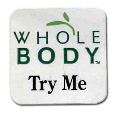 Custom "Try Me" White W/Green Logo Label, 1" x 1"