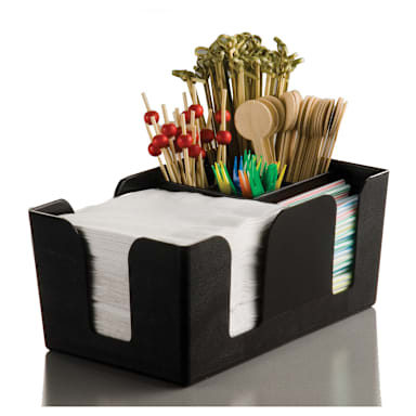 American Metalcraft BAR6 Black Plastic Bar Organizer w/ 6 Compartments