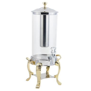 Bon Chef 40500 Aurora 2 Gal Juice Dispenser w/ Ice Insert / Brass Legs