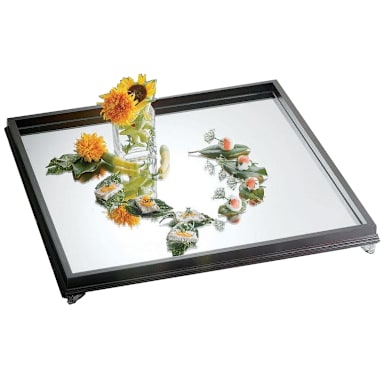 Bon Chef 51011 30" Sq. Glass Mirror Display Tray w/ Wood Border