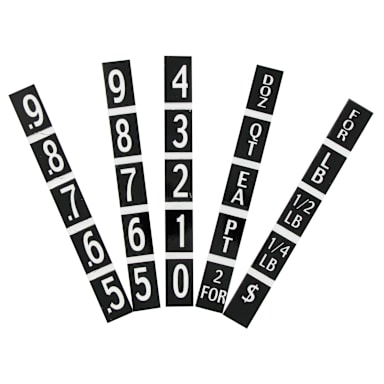Custom Number Insert Set w/ White Numbers on Black Background