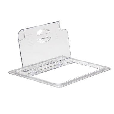 Cambro 20CWLN135 Camwear Clear Half Size Notched Food Pan FlipLid