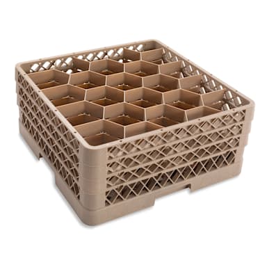 Traex® TR11GGG Beige 20 Compartment Glass Rack with 3 Extenders
