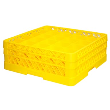 Traex® TR6BB-08 Yellow 25 Compartment Glass Rack with 2 Extenders