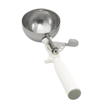 Vollrath 47139 S/S 5.3 Oz. / #6 Thumb Action Disher w/ White Handle