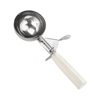 Darling Foodservice S/S 5.33 Oz / #6 Thumb Press Dishers with White Handle