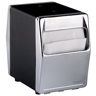 Traex 6509-06 Blk / Chrome 2-Sided Tabletop Napkin Dispenser