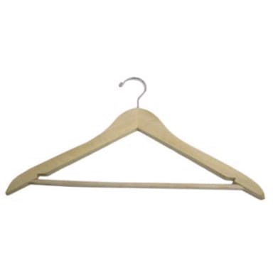 Hangers Direct DD900500 17" Natural Wood Suit Hanger with Flocked Bar