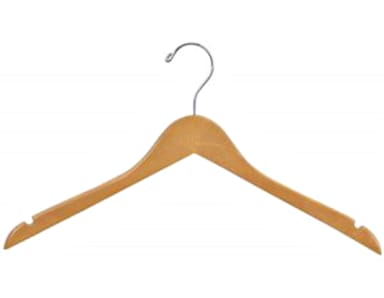 Hangers Direct DD200200 17" Natural Wood Hanger w/ Notches