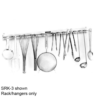 H.A. Sparke SRK-4 Aluminum 48" Utensil Rack with 16 Hangers