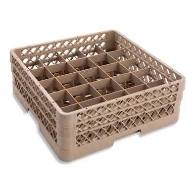 Traex® TR6BA Beige 25 Compartment Glass Rack with 2 Extenders