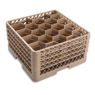 Traex® TR11GGGG Beige 20 Compartment Glass Rack with 4 Extenders