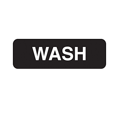 Traex 4526 Black 3 x 9" WASH Symbol Sign with White Letters