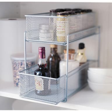 Design Ideas 351289 7.5" x 13.8" Silver Mesh Cabinet Basket