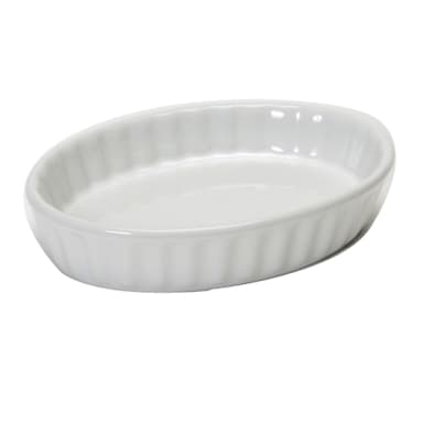 Tuxton BWK-0502 5 Oz. White Oval Fluted Creme Brulee Dish