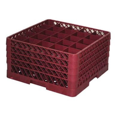 Traex TR6BBBB-21 Burgundy 25 Compartment Glass Rack with 4 Extenders