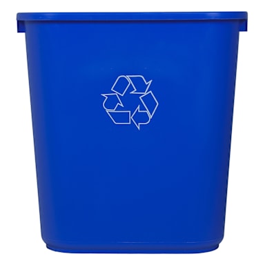 Continental 2818-1 Blue Plastic 28 Qt Retangular Recycling Wastebasket