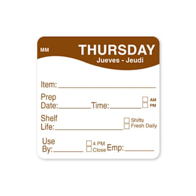 DayMark 1201564 MoveMark 2" Thursday Shelf Life Day Square