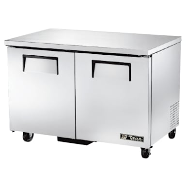 True TUC-48F-HC 2-Door 4-Shelf 12 CF Undercounter Freezer With Casters