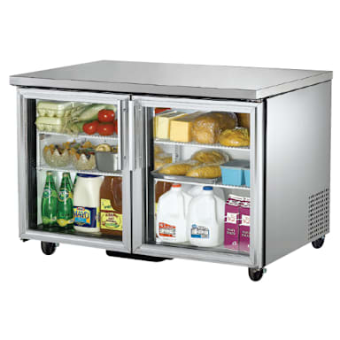 True TUC-48G-HC~FGD01 Glass Door 4-Shelf Undercounter Refrigerator