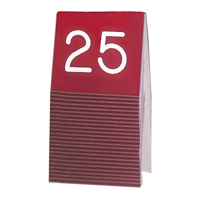 Cal-Mil 269A-1 Red and White Engraved Table Tent (Numbers 1-25)