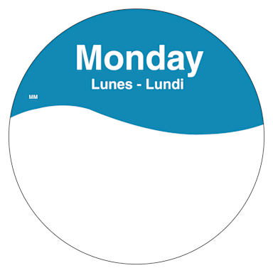 DayMark 1101081 MoveMark Trilingual 3" Monday Day Circle