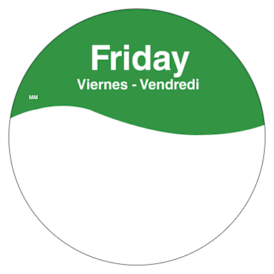 DayMark 1101085 MoveMark Trilingual 3" Friday Day Circle