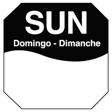 DayMark 1100607 Trilingual Octagonal 1" Sunday Day Label - 1000 / RL