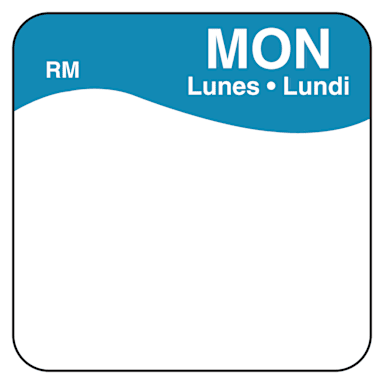 DayMark 1101111-1-MON RinseMark™ Bilingual 1" Monday Day Square - 1000 / RL